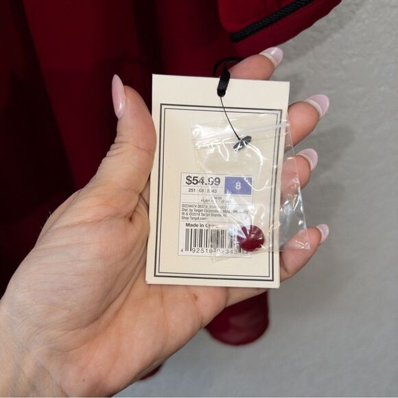 NWT Altuzarra x Target‎ Red Embroidered Georgette Sequin Tassel Peasant Dress 8 - Picture 6 of 9